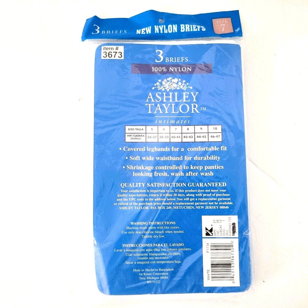 Ashley Taylor Nylon Briefs Size 7 NEW OLD STOCK SEALED 3 Pack Vintage INTIMATES - Picture 2 of 2